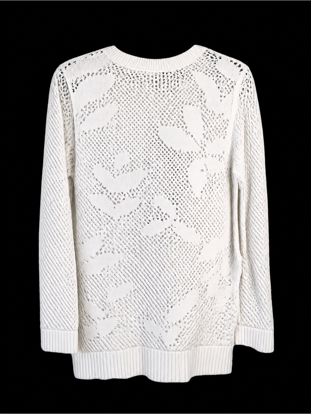 Christopher & Banks White Open-Knit Crew Sweater - Picture 2 of 3
